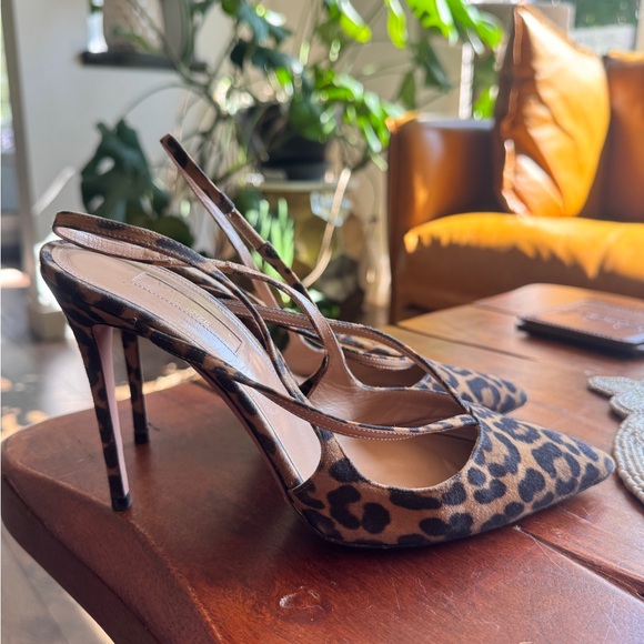 Aquazzura Brown Heels Sophisticated Animal Print 37.5 true to size - Picture 2 of 2